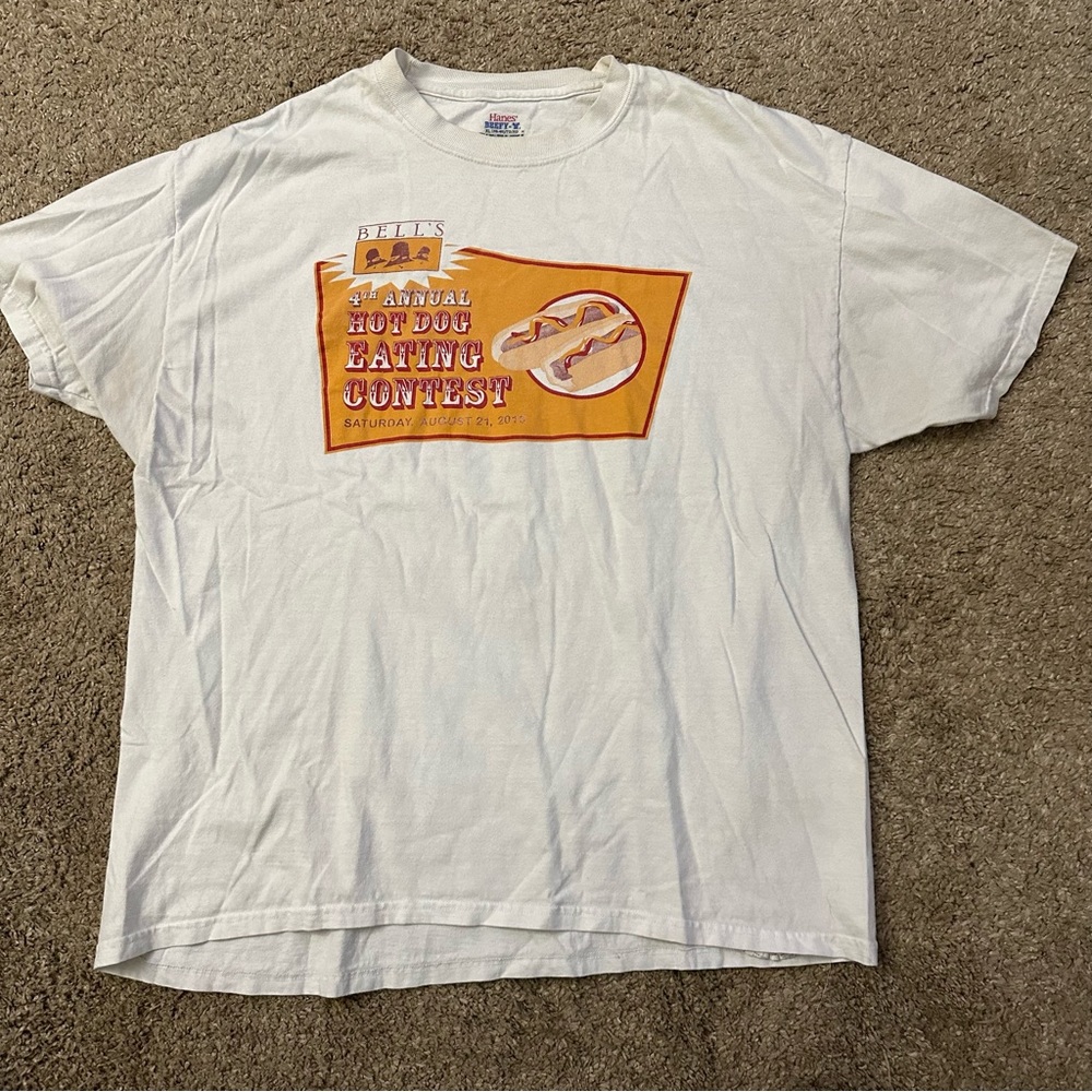 Hot dog eating contest graphic tee adult XL(46-48) Hanes beefy tee